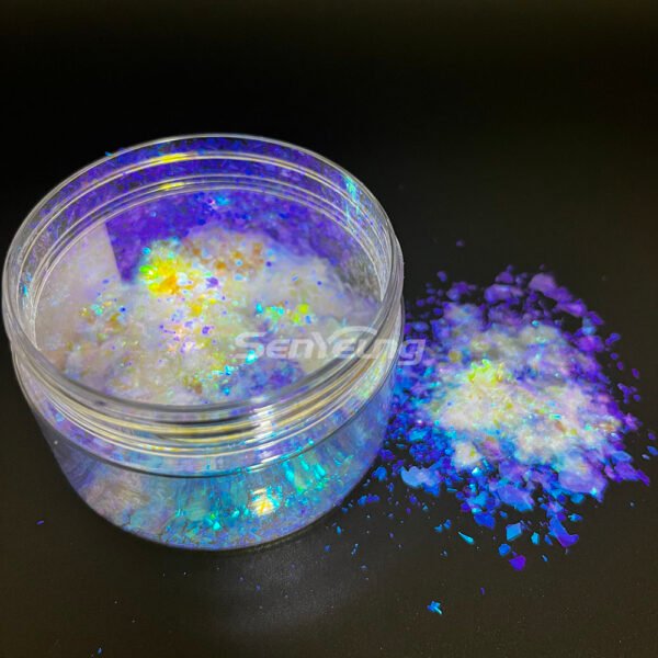 Custom Packaging Multi Chrome Flakes Pigment Nail Polish Aurora Effect Iridescent Flakes