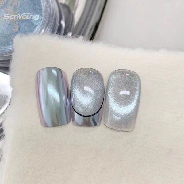Super Moon Light Mirror Chrome Effect Powder Magnetic Cat Eye Gel Nail Polish - Image 7