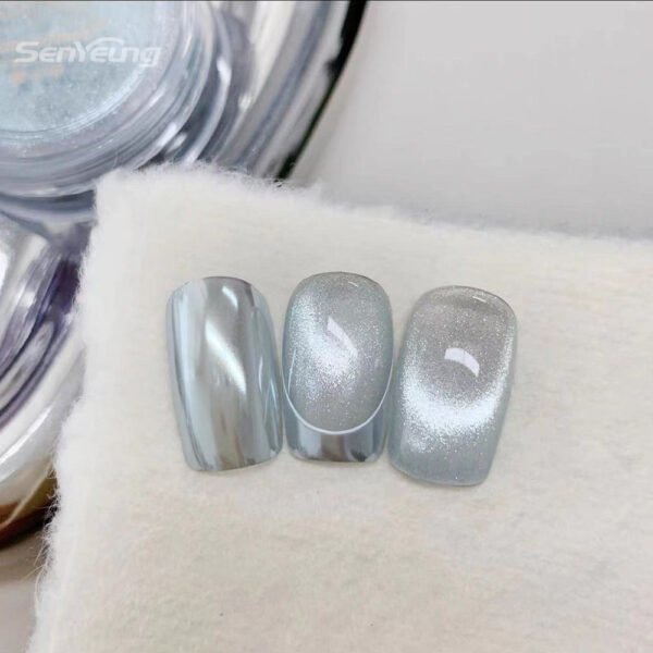 Super Moon Light Mirror Chrome Effect Powder Magnetic Cat Eye Gel Nail Polish - Image 6
